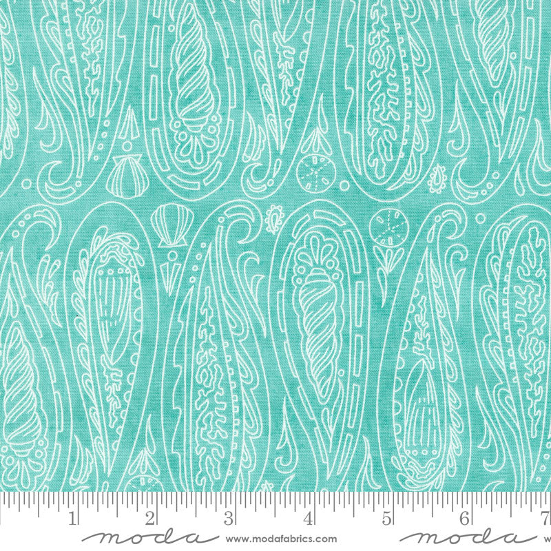 Moda Serena Shores Paisley Shells Aqua 48772-21 Ruler Image