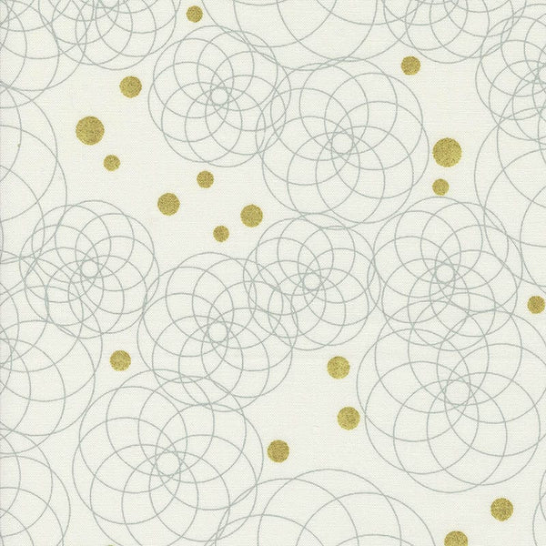 Moda Shimmer Metallic Swirling Circles Ivory 1842-11M Main Image