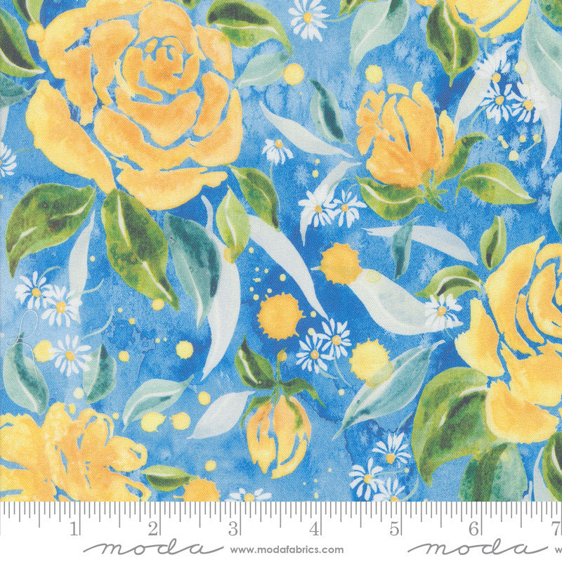 Moda Sunshine And Blue Skies Rose Upon Rows Bluebell 39832-14 Ruler Image