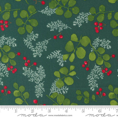 Moda Winterly Greenery And Berries Spruce 48764-18 Swatch Image