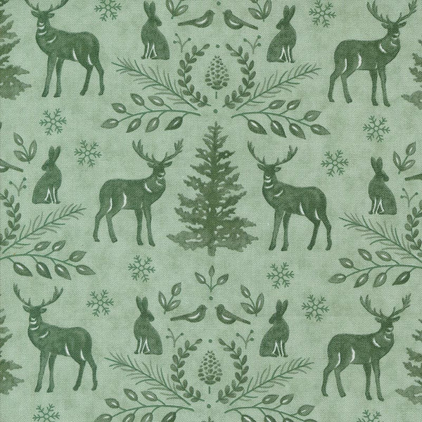 Moda Woodland Winter Damask Animals Eucalyptus 56092-16 Main Image