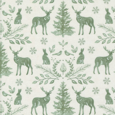 Moda Woodland Winter Damask Animals Snowy White 56092-11 Main Image