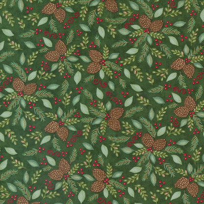 Moda Woodland Winter Pinecones Pine Green 56094-14 Main Image