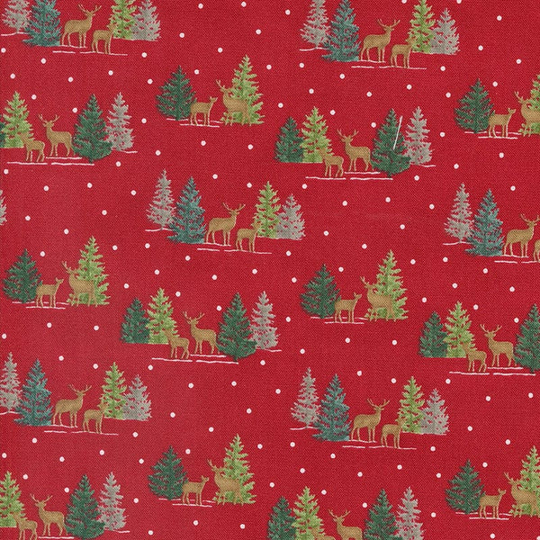 Moda Woodland Winter Tiny Tree Deer Cardinal Red 56095-13 Main Image