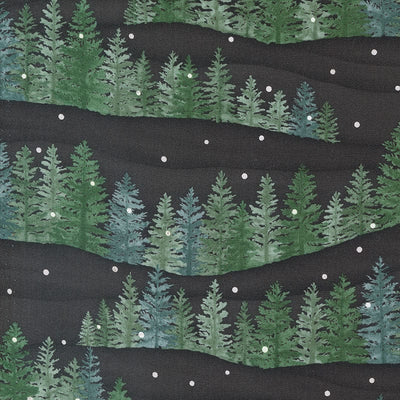 Moda Woodland Winter Tree Line Charcoal Black 56091-17