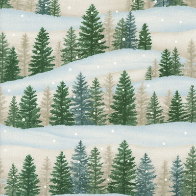 Moda Woodland Winter Tree Line Snowy White 56091-11