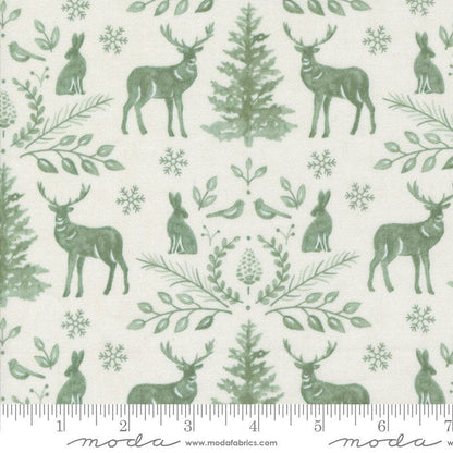 Moda Woodland Winter Damask Animals Snowy White 56092-11 Ruler Image