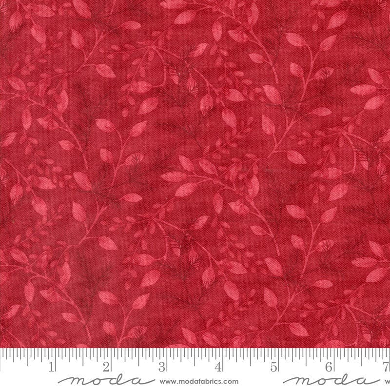 Moda Woodland Winter Greenery Cardinal Red 56093-13 Ruler Image