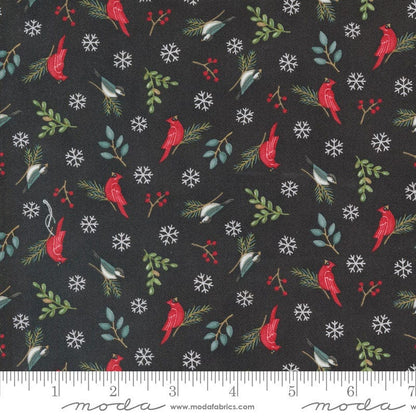 Moda Woodland Winter Birds Charcoal Black 56096-17 Swatch Image