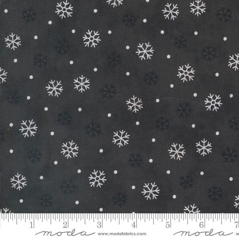 Moda Woodland Winter Snowflake Charcoal Black 56097-17 Ruler Image
