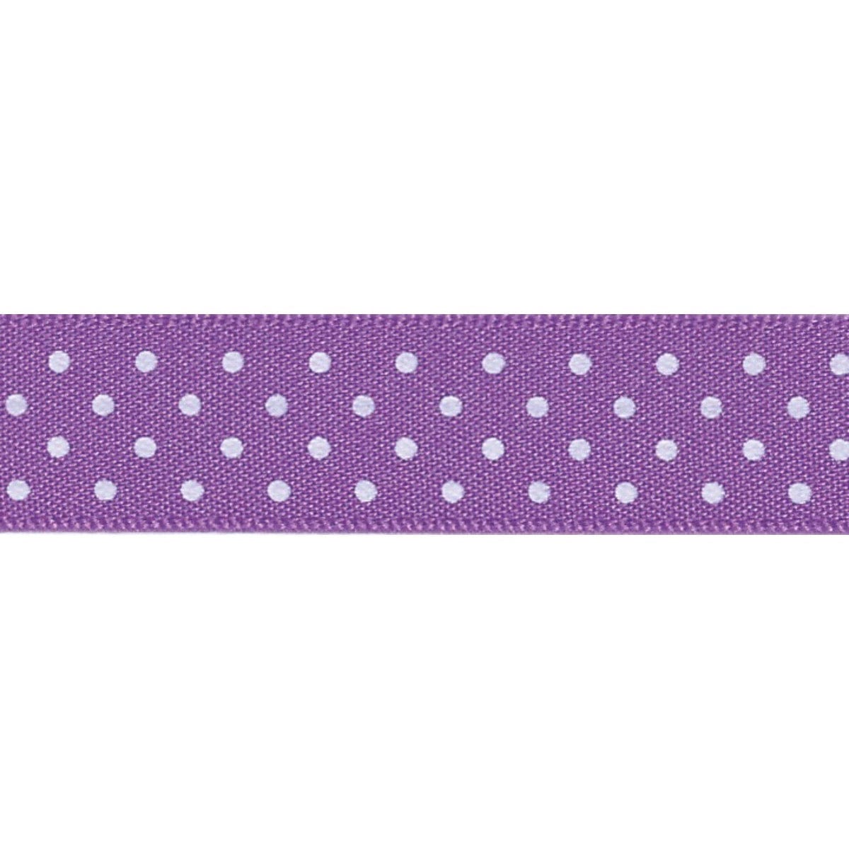 Micro Dot Ribbon: Purple and white 15mm wide: Price per metre.
