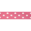 Polka Dot Ribbon: 25mm wide: Hot Pink. Price per metre.