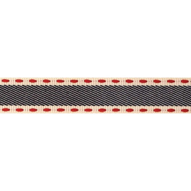 Vintage Stitch Ribbon: Black and red: 15mm wide. Price per metre.