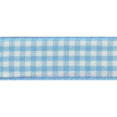 Gingham Ribbon: Sky: 10mm wide: Price per metre.