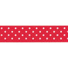 Micro Dot Ribbon: Red and white: 15mm wide: Price per metre.