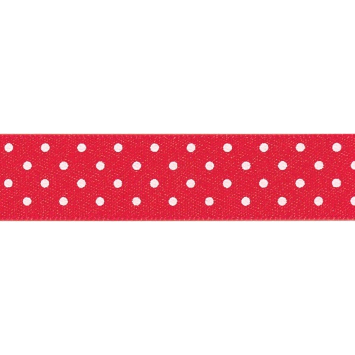 Micro Dot Ribbon: Red and white: 15mm wide: Price per metre.