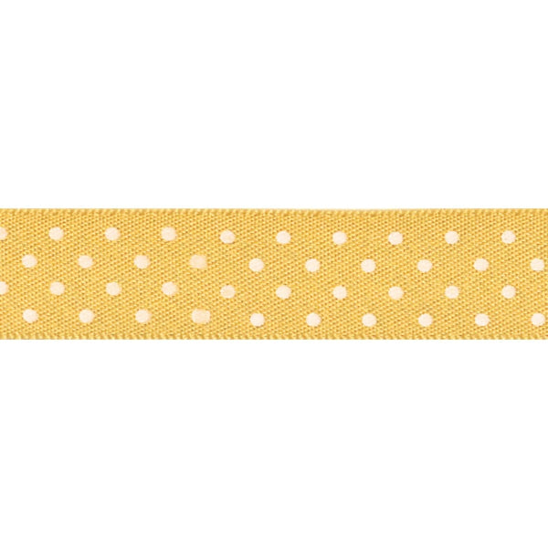 Micro Dot Ribbon: Gold and white: 15mm wide: Price per metre.