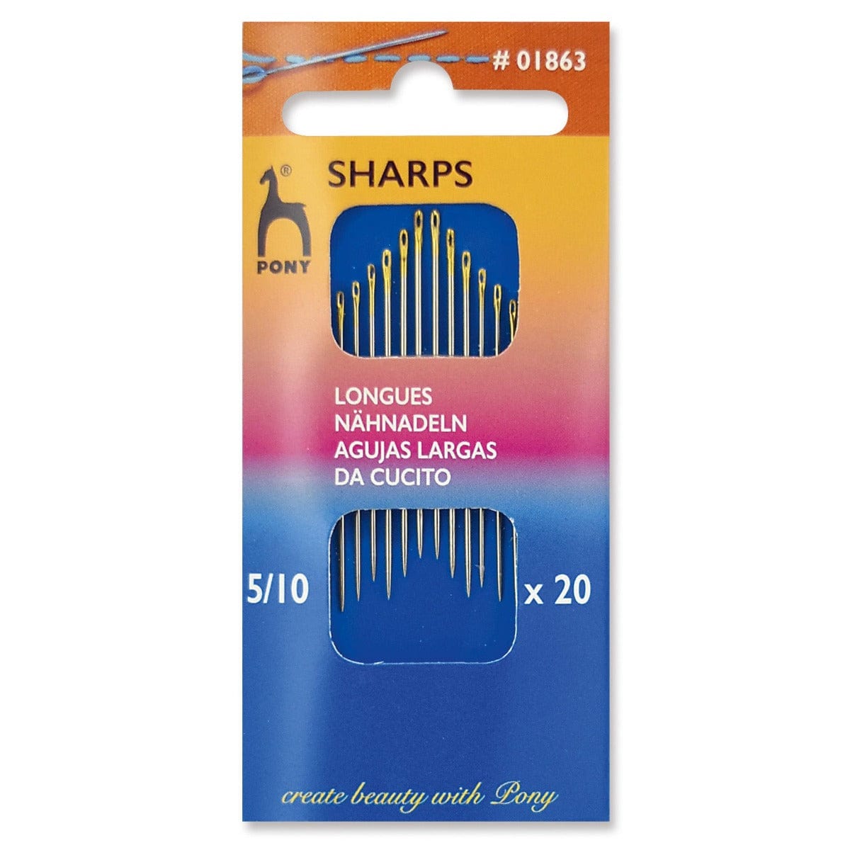 Pony Needles Hand Sewing Needles: Sharps: Gold Eye: Sizes 3-9  - The Sewing Studio