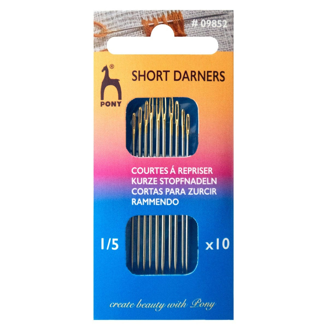 Pony Needles Hand Sewing Needles: Short darners: Gold Eye: Sizes 1-5  - The Sewing Studio