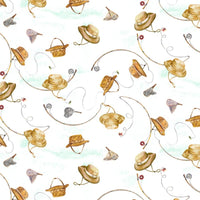 RJR Fabrics Fabric Daily Catch Lets Go Fishing Aqua Cloud TM302-AC2D  - The Sewing Studio