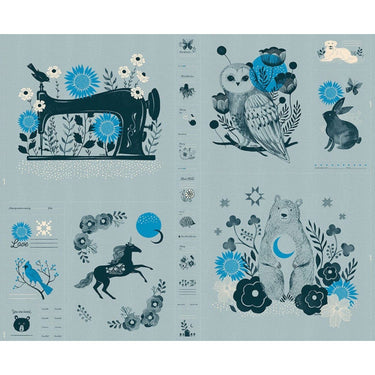 Ruby Star Society Fabric Panels & Labels Ruby Star Crescent Forest Panel (36 x 44 inches) Soft Blue  - The Sewing Studio for sale UK - The Sewing Studio