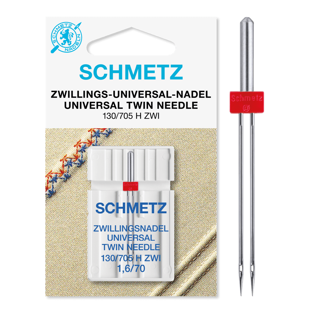 Schmetz Machine Needles Schmetz Sewing Machine Needle: Universal Twin: Size 1.6mm / 70 (10)  - The Sewing Studio