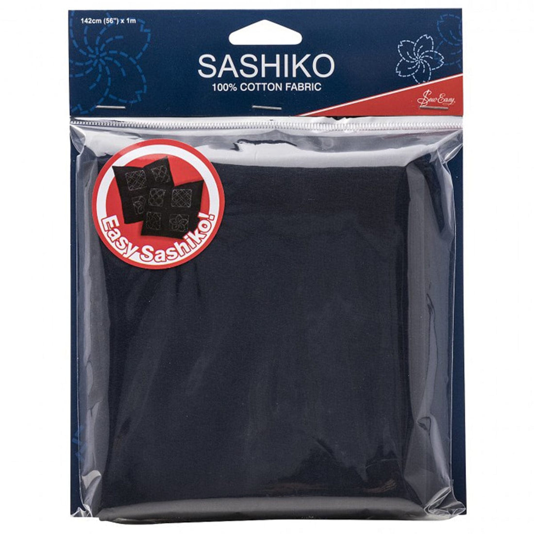 Sew Easy Craft Accessories Sashiko Cotton Fabric: Dark Navy. 1 metre x 1.40 metres size.  - The Sewing Studio