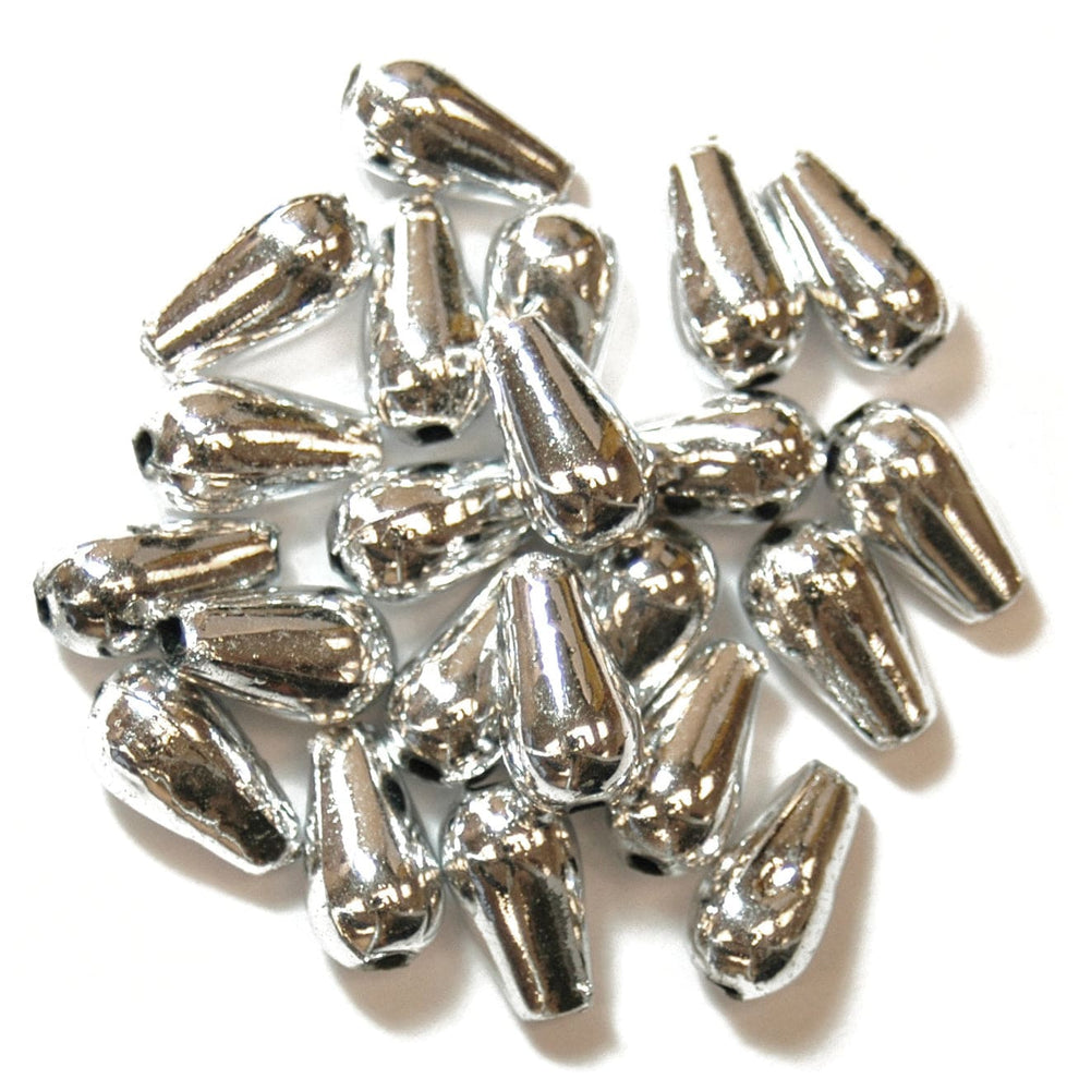 Trimits Beads Sequins Accessories Pearl Bead Drops: 6 x 9mm: Silver: 15 quantity  - The Sewing Studio