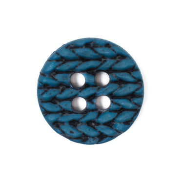 Trimits Buttons Blue Knit-Effect Button 20mm  - The Sewing Studio for sale UK - The Sewing Studio