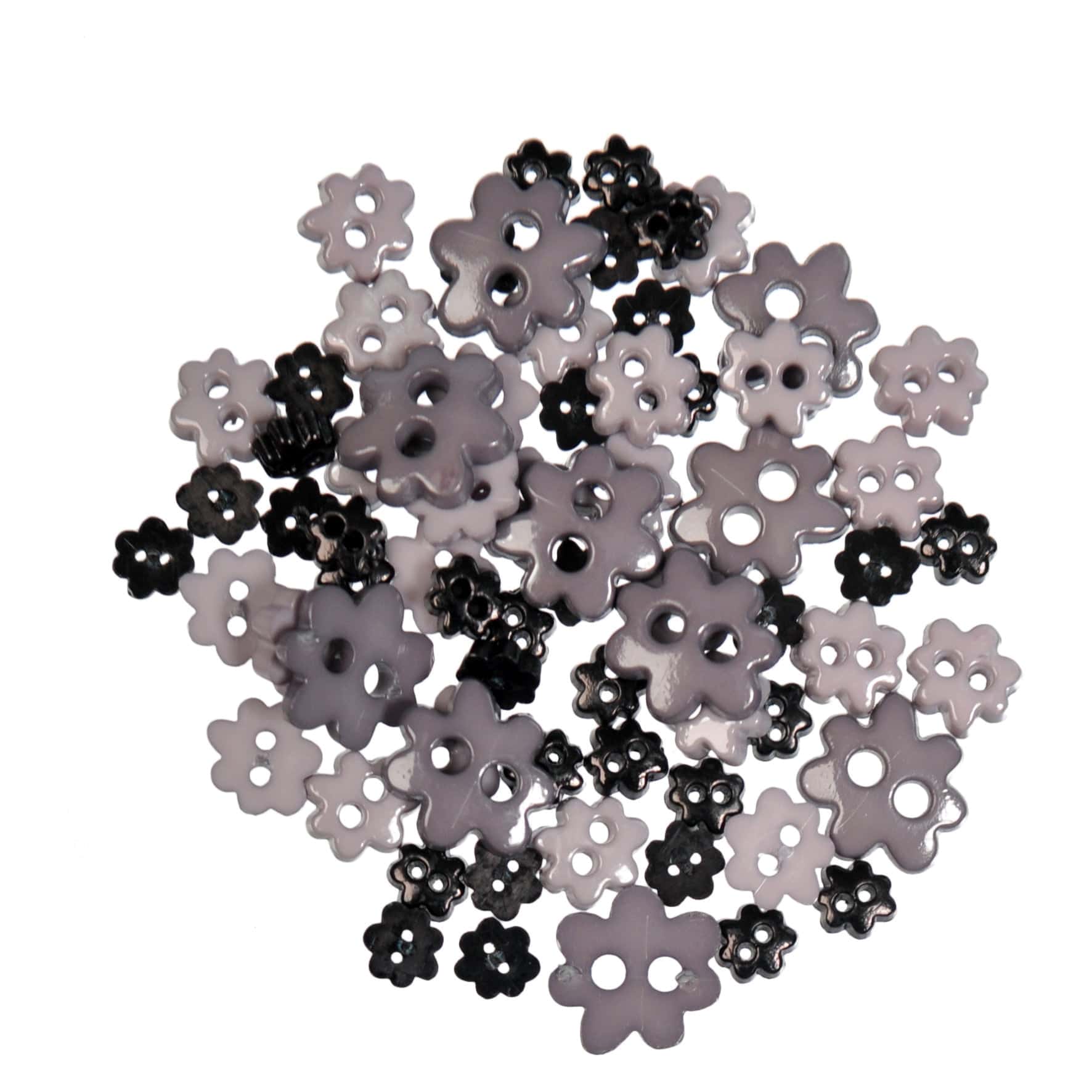 Trimits Buttons Mini Flower Craft Buttons: Black: 2.5g pack  - The Sewing Studio