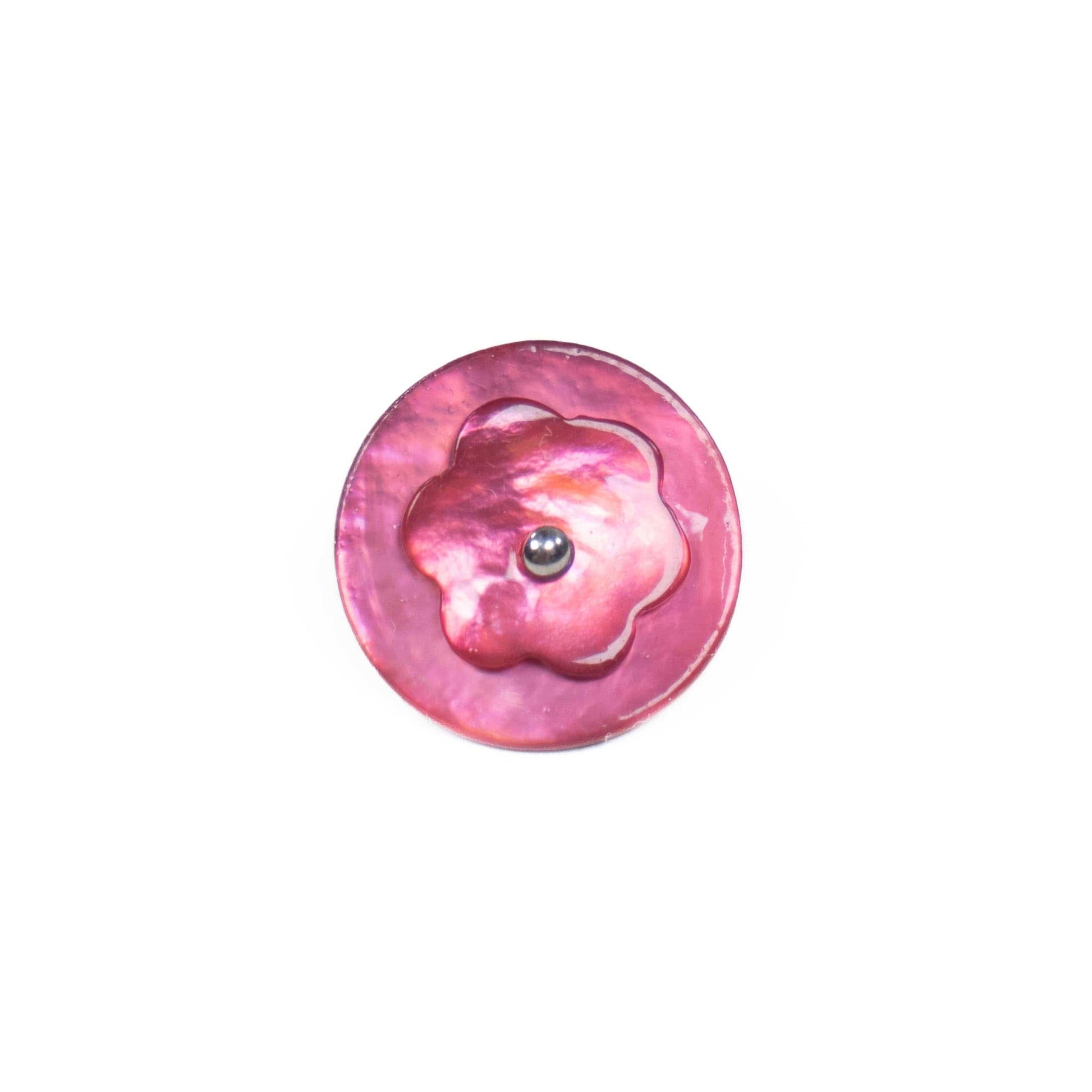 Trimits Buttons Pink Round Flower Button 18mm  - The Sewing Studio