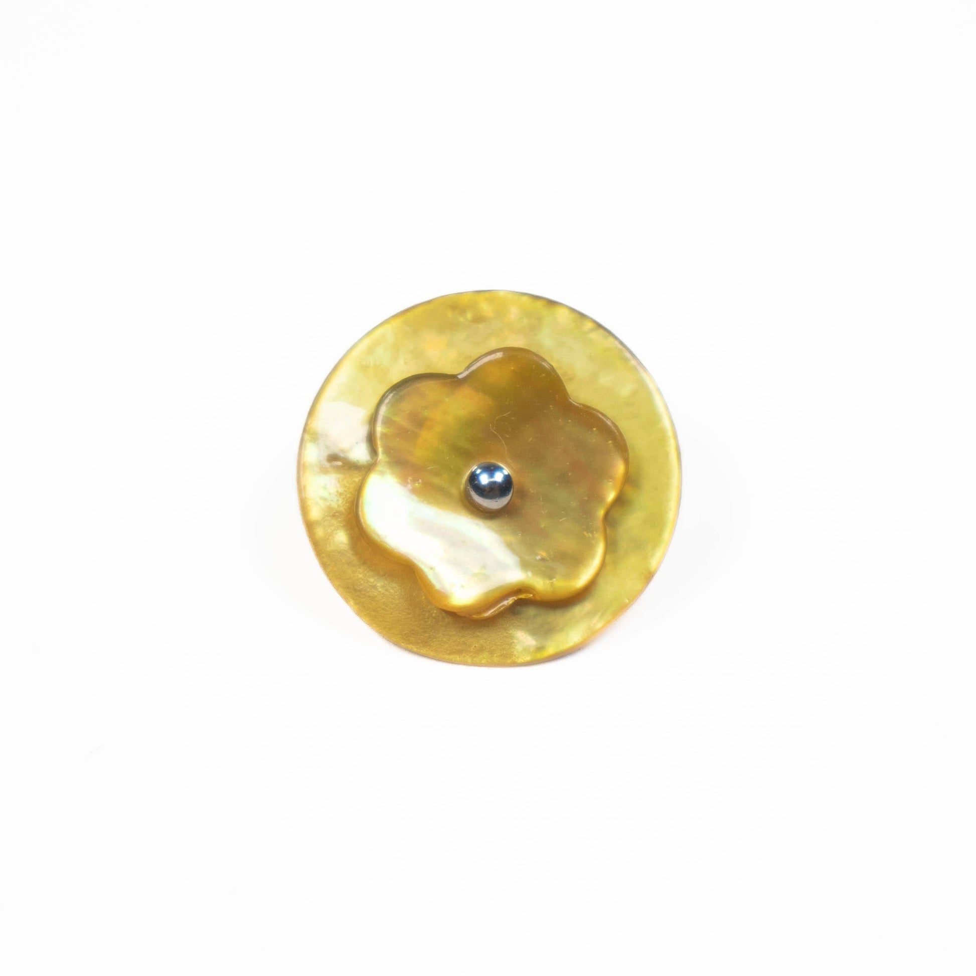 Trimits Buttons Yellow Round Flower Button 18mm  - The Sewing Studio