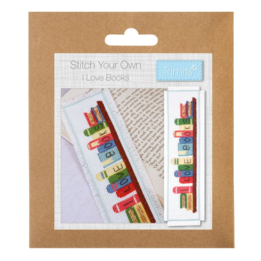 Trimits Cross Stitch Kits Cross Stitch Kit Bookmark I Love Books  - The Sewing Studio for sale UK - The Sewing Studio