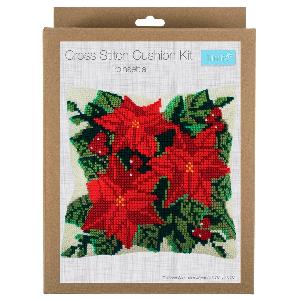 Trimits Cross Stitch Kits Cross Stitch Kit Cushion: Poinsettia  - The Sewing Studio