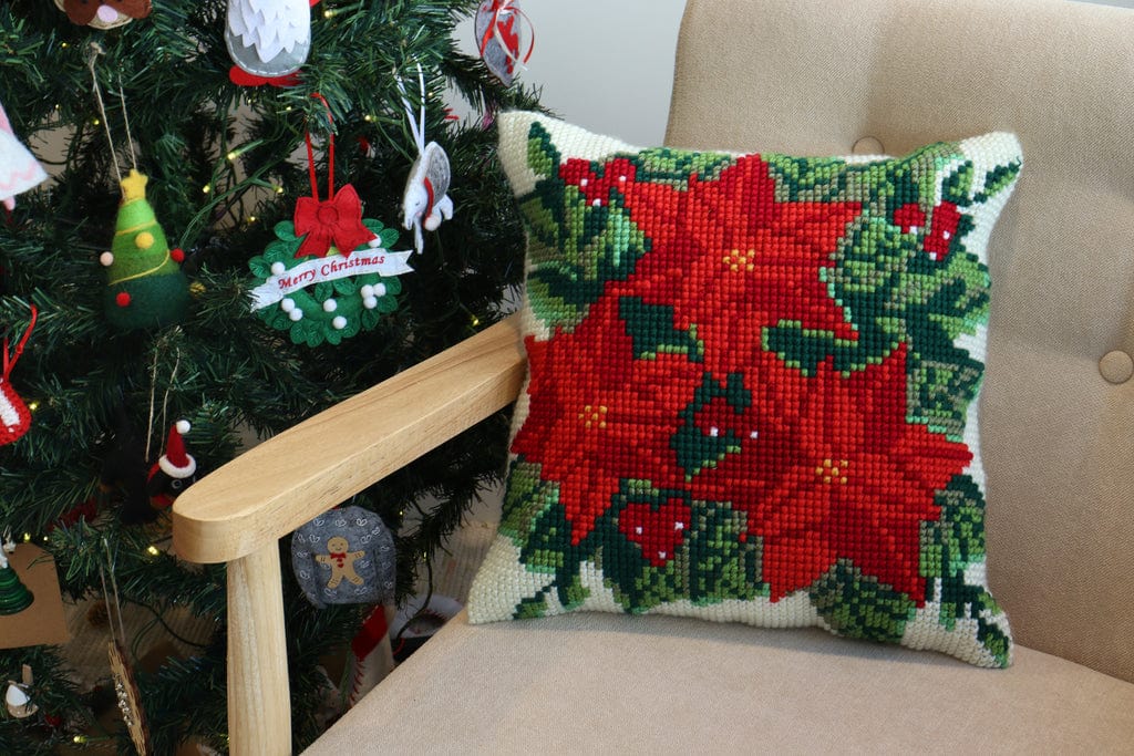 Trimits Cross Stitch Kits Cross Stitch Kit Cushion: Poinsettia  - The Sewing Studio