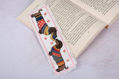 Trimits Cross Stitch Kits Cross Stitch Kit Printed Bookmark Dachshund in Jumper  - The Sewing Studio