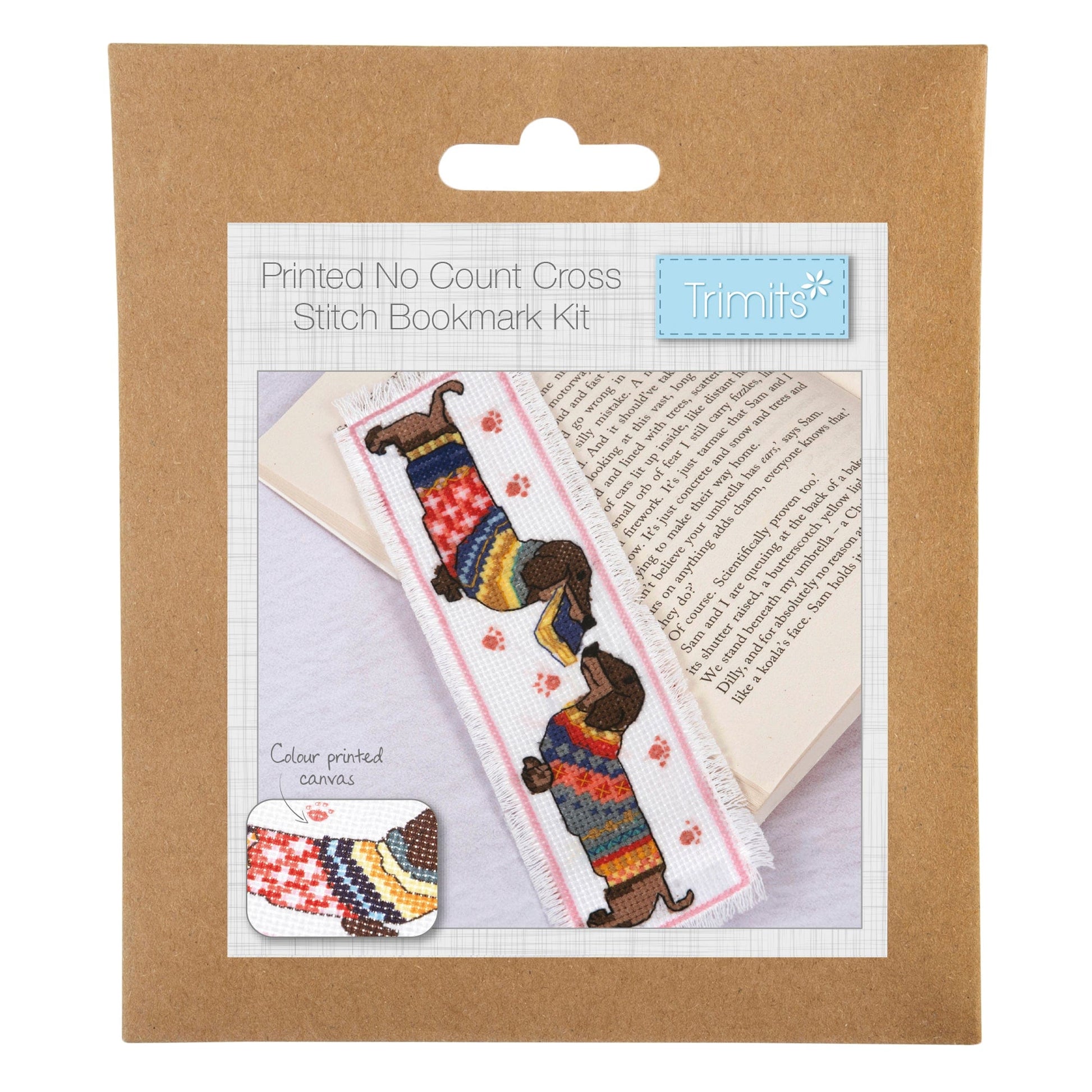 Trimits Cross Stitch Kits Cross Stitch Kit Printed Bookmark Dachshund in Jumper  - The Sewing Studio