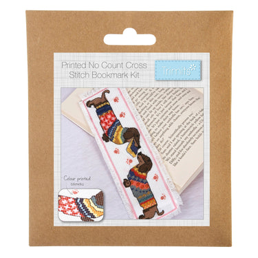 Trimits Cross Stitch Kits Cross Stitch Kit Printed Bookmark Dachshund in Jumper  - The Sewing Studio for sale UK - The Sewing Studio