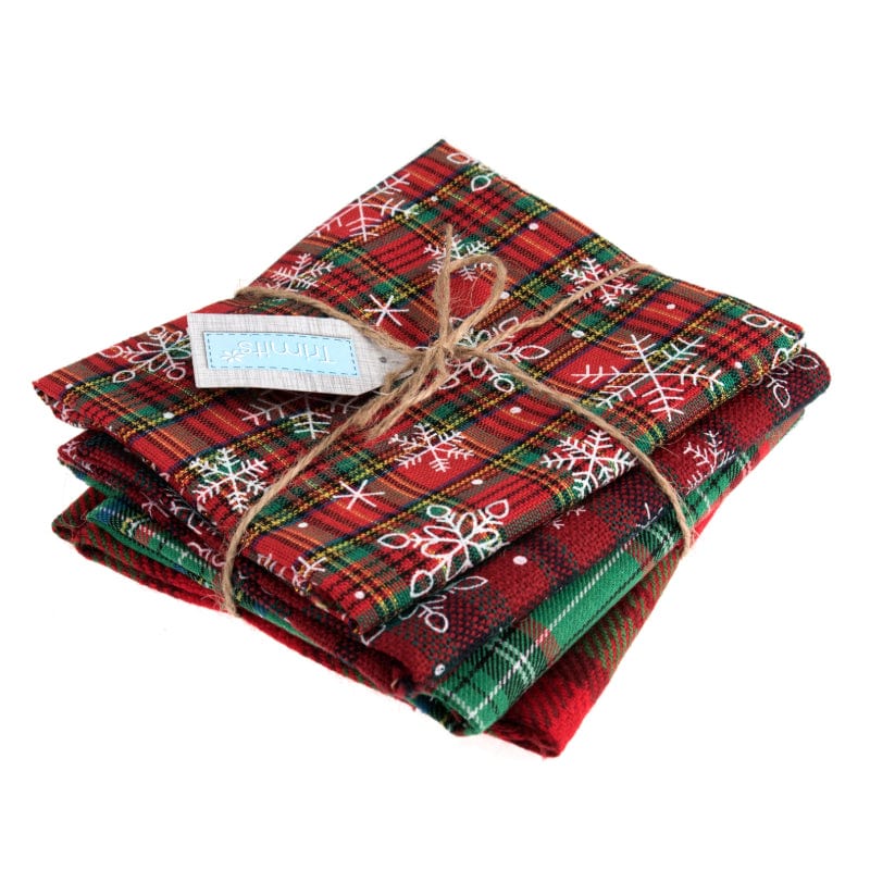 Trimits Fabric Pre Cuts Christmas Green Tartan Fat Quarter Pack  - The Sewing Studio