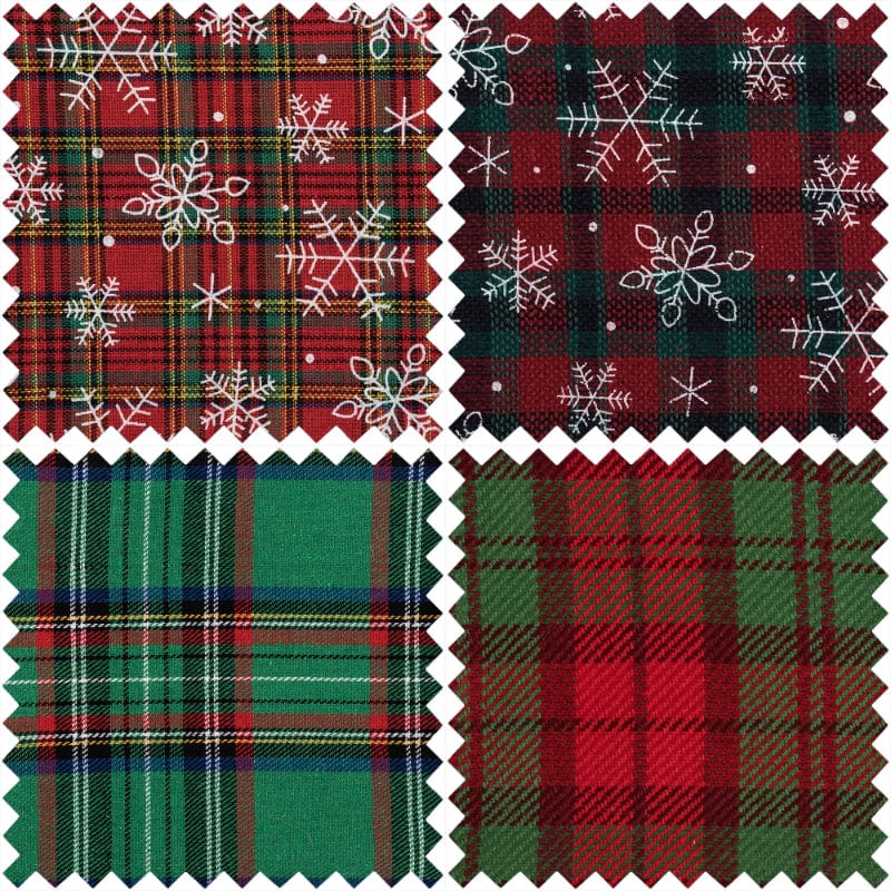 Trimits Fabric Pre Cuts Christmas Green Tartan Fat Quarter Pack  - The Sewing Studio