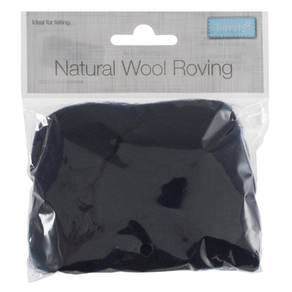 Trimits Felting Wool Natural Wool Roving, Navy, 10g Packet  - The Sewing Studio