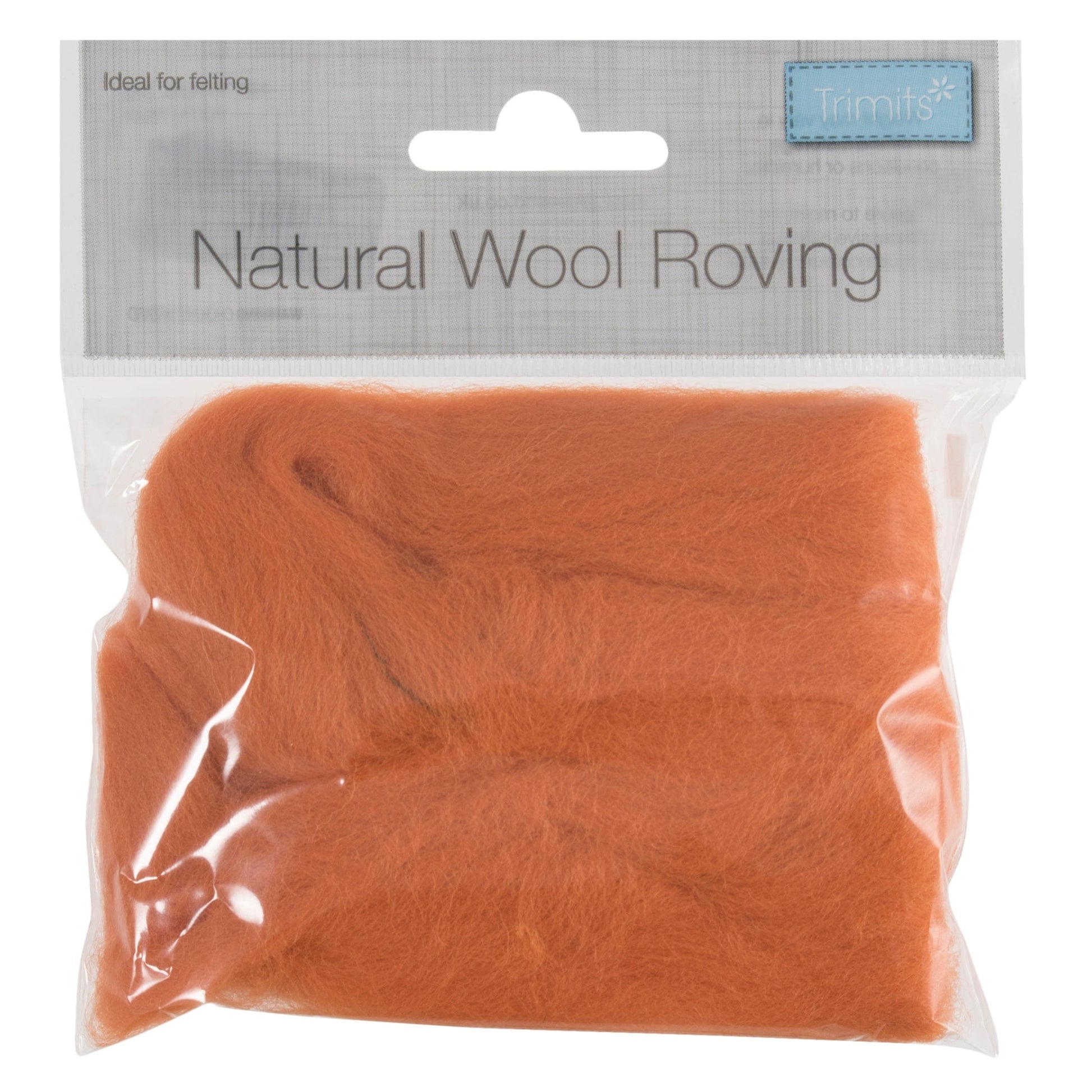 Trimits Felting Wool Natural Wool Roving, Orange, 10g Packet  - The Sewing Studio