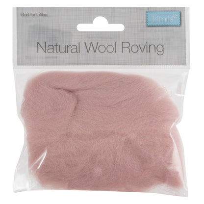 Trimits Felting Wool Natural Wool Roving, Powder Pink, 10g Packet  - The Sewing Studio