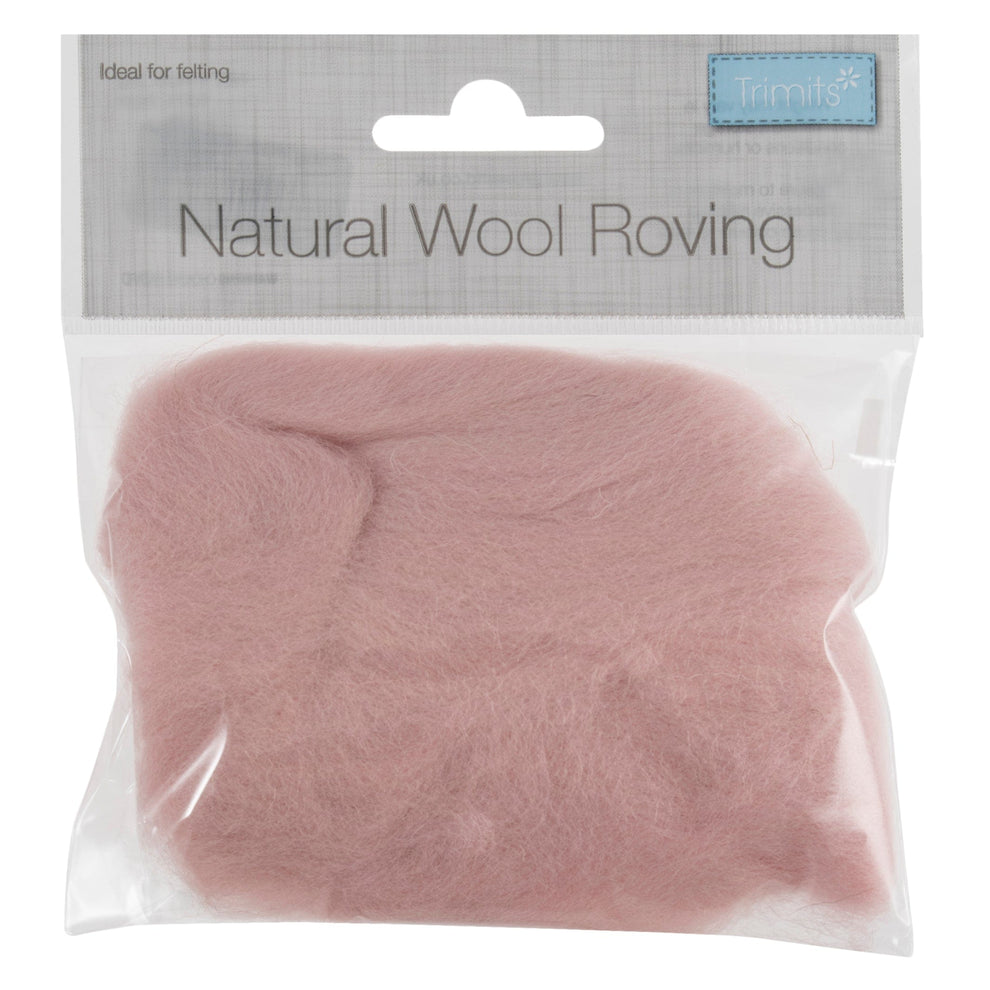 Trimits Felting Wool Natural Wool Roving, Powder Pink, 10g Packet  - The Sewing Studio