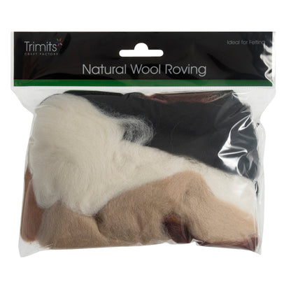 Trimits Felting Wool Natural Wool Roving, Standard Browns, 50g Packet  - The Sewing Studio