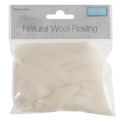 Trimits Felting Wool Natural Wool Roving, White, 10g Packet  - The Sewing Studio