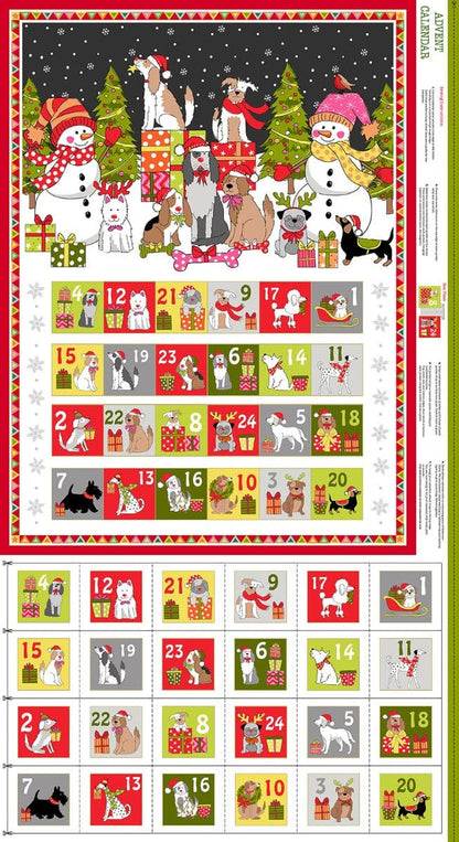 Makower Fabric Yappy Christmas Advent Calendar Panel 2368/1