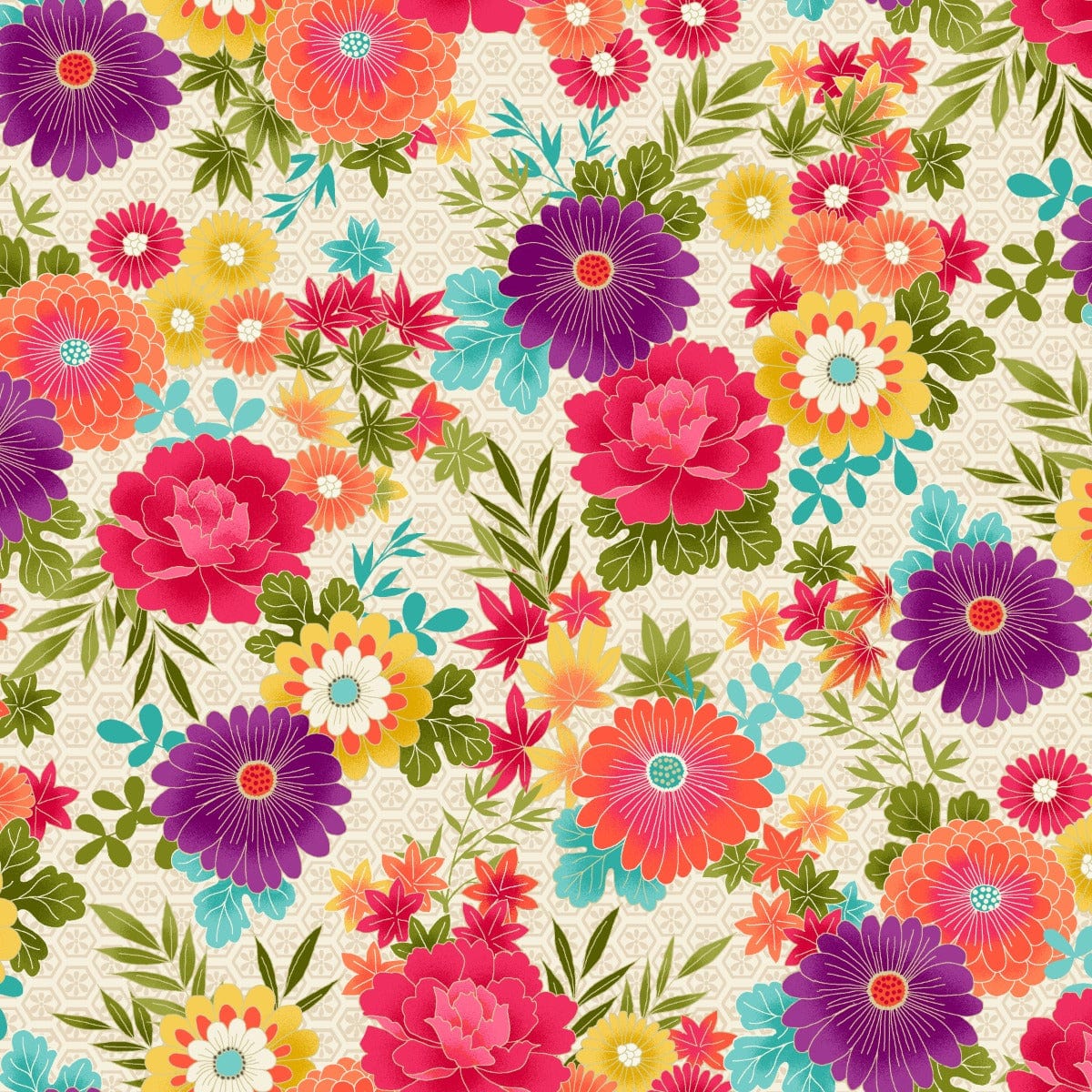 Makower Fabric Hikari Floral 2516 Q