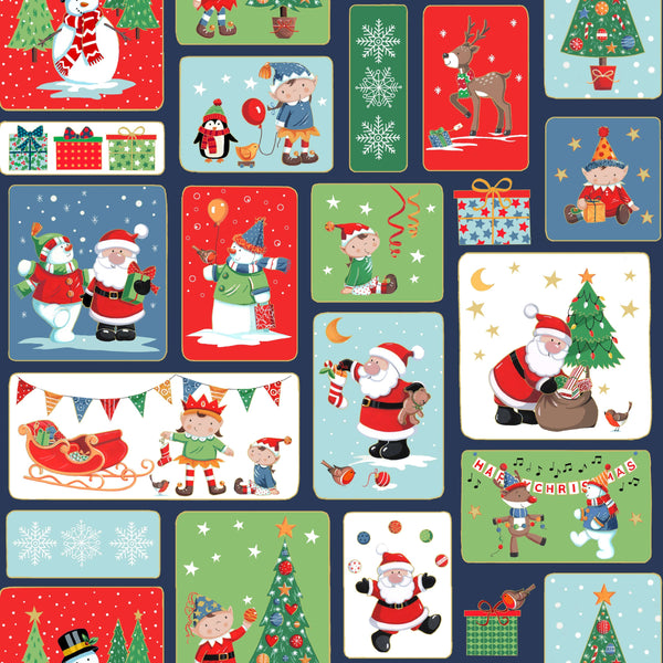 Makower Christmas Fabric Santa Blocks 2583 1