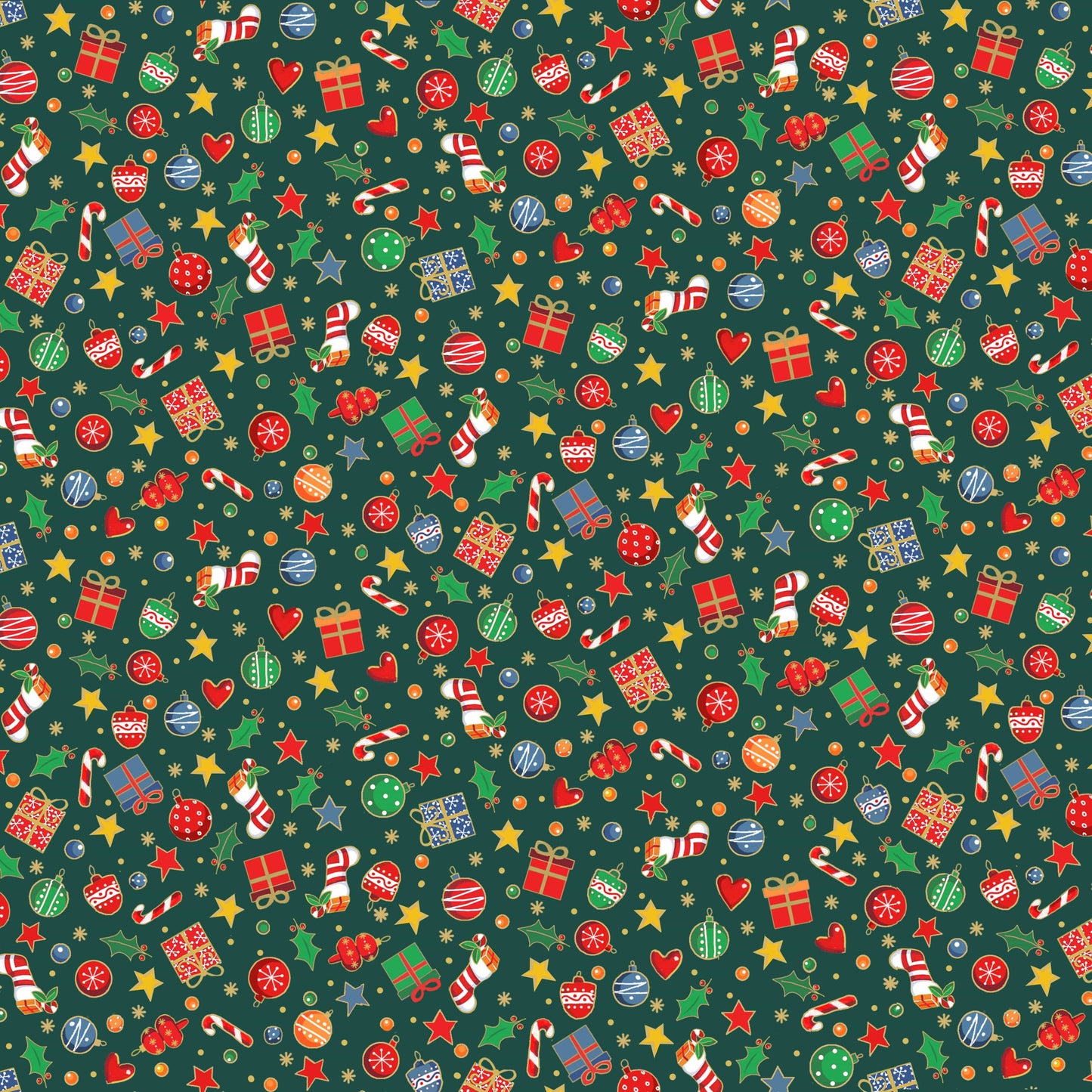 Makower Christmas Fabric Santa Mini Scatter Green 2585 G